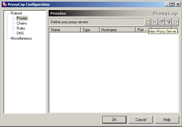 Proxies -> New Proxy Server